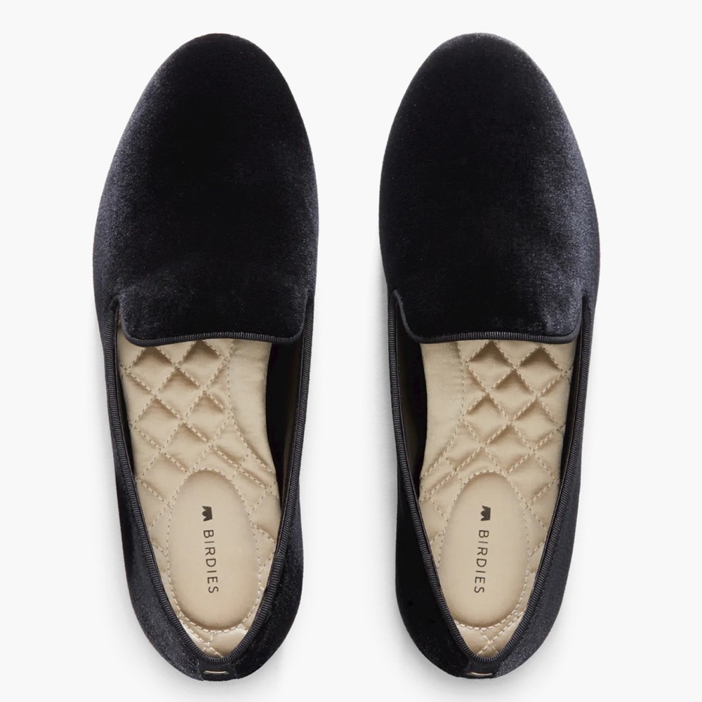 Birdies Black Velvet Loafers